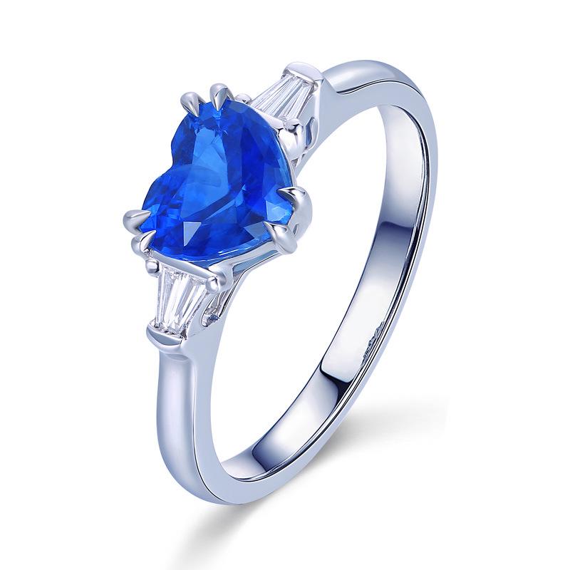 Independent Station Classic Sapphire Love Heart Ring Banquet Engagement Open Ring