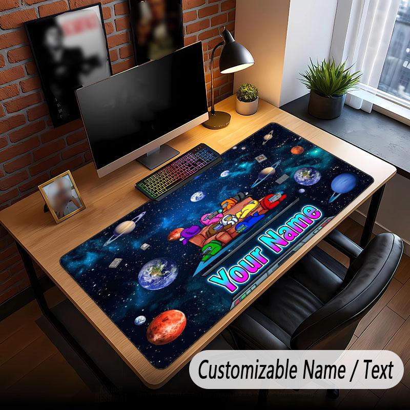 Custom Name Text Big Mouse Pad,Among Us Soft Non Slip Extended Desk Mat For Home Office