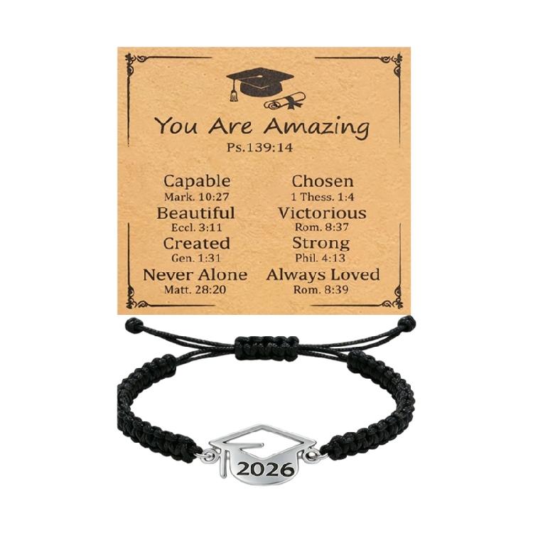 

Trendy Flat Knot Friendship Bracelet With 2026 Graduate Theme Graduation Wristband For Schoolmates And Special Occasions чорний