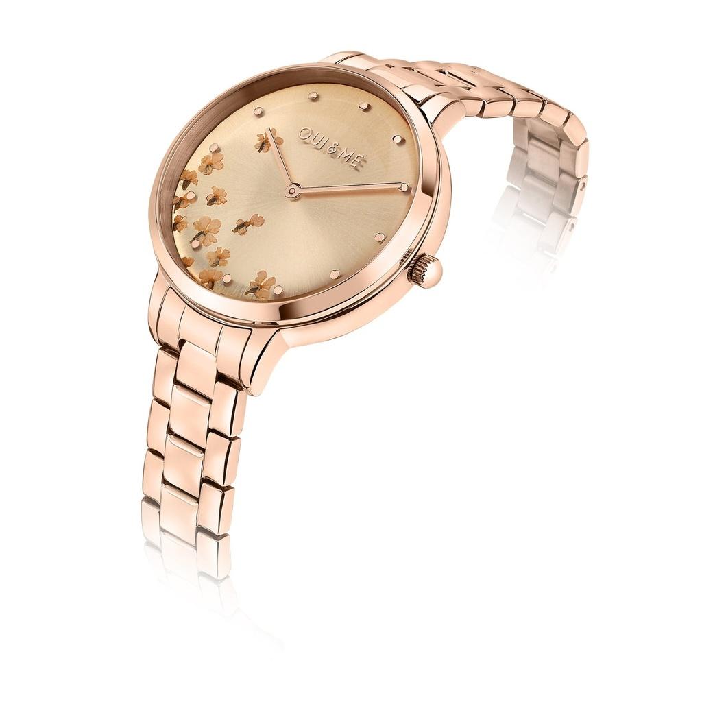 Oui & Me Fleurette Rose Gold Tone Stainless Steel Rose Gold Dial Quartz ME010370 Women's Watch