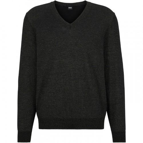 BOSS Mens V Neck Regular Long-Sleeved Sweatshirt