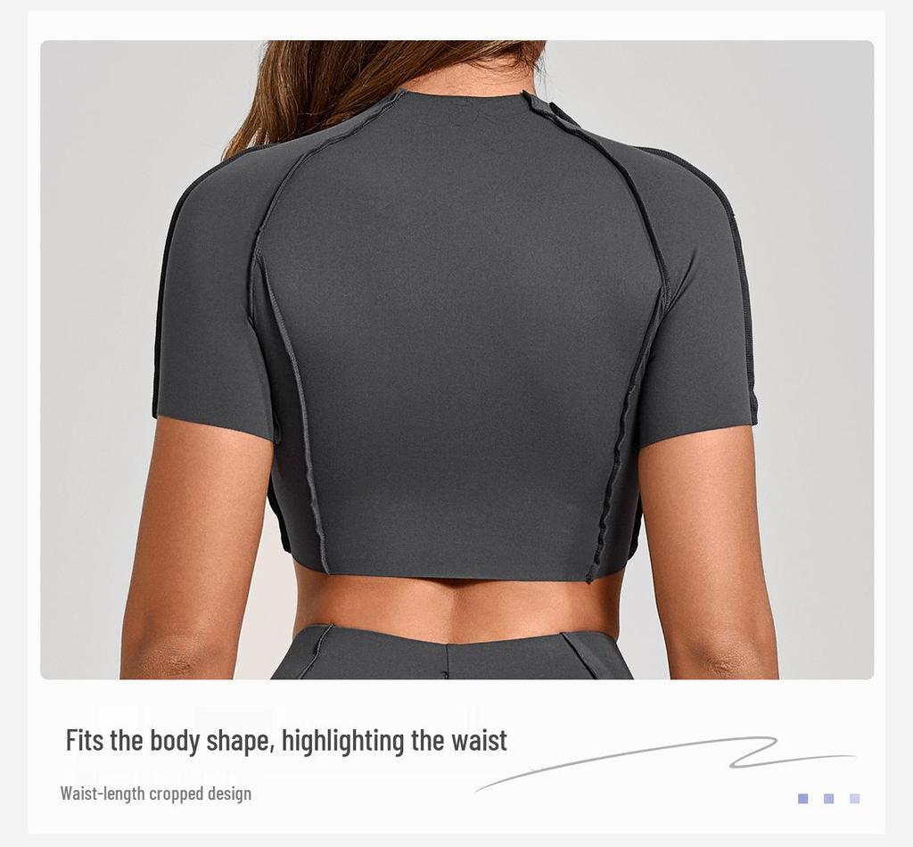 European & American 3D Patchwork Quick-Dry Yoga Set: Tight Short Sleeve & Shorts