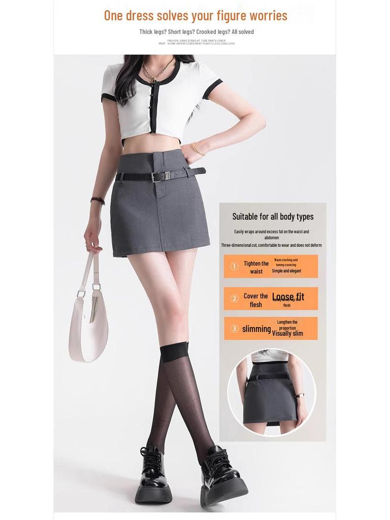 American Spicy Black Sexy High-Waist A-Line Midi Skirt for Plus Size Women