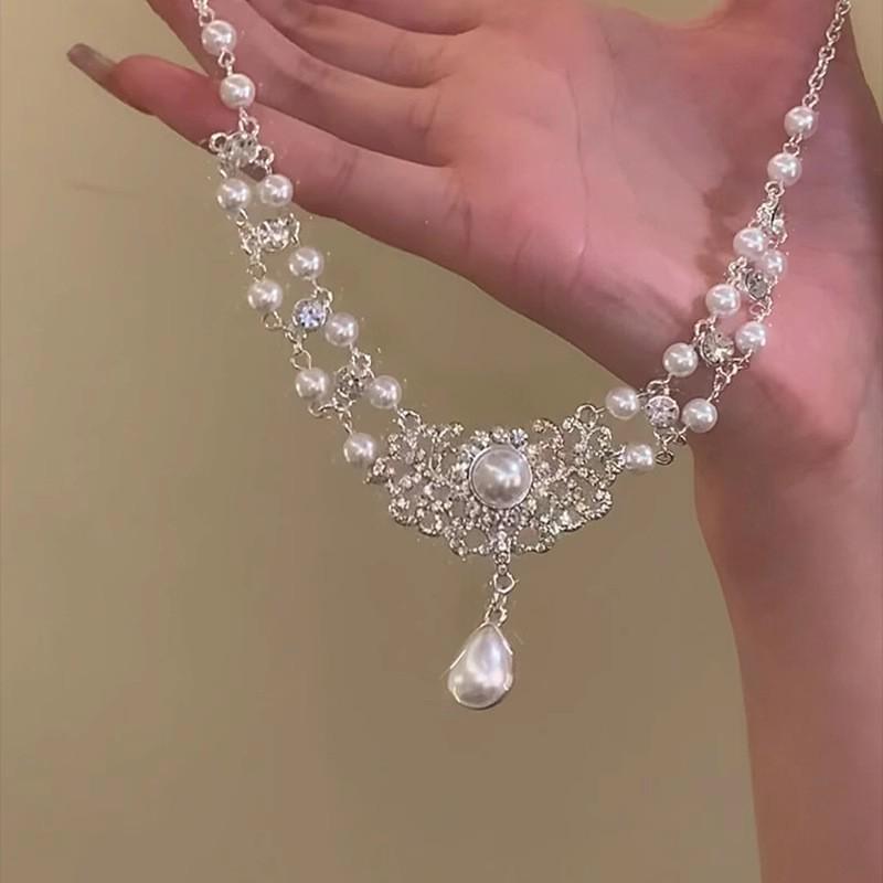 Elegante französische doppelreihige Perlenkette: Vielseitige, hochwertige Schlüsselbeinkette