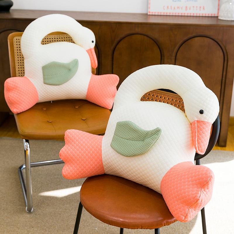 Summer Polar Bear Doll Lying On The Dog Ice Silk Pillow On The Bed Sleeping Long Strips of Legs Clamped Against Pillow Girl Sleeping