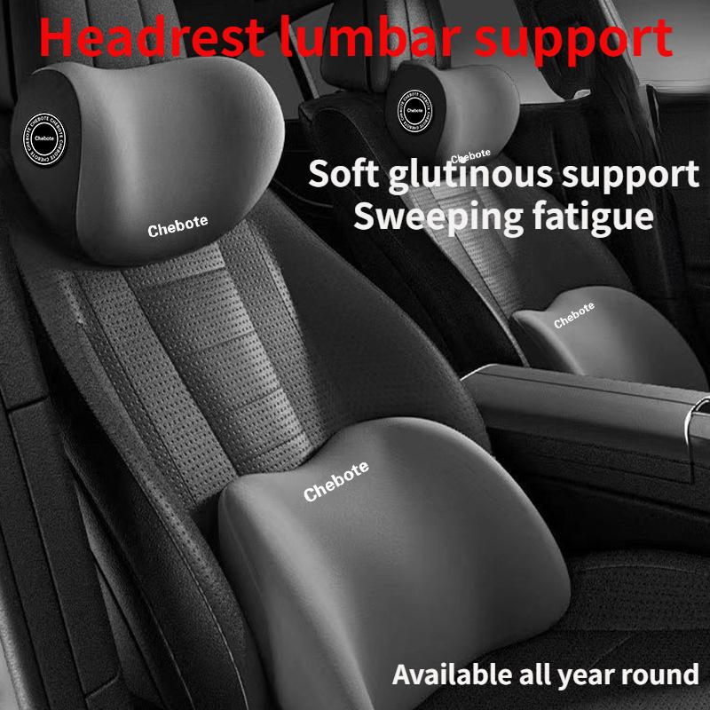 2pcs Ergonomic Car Seat Neck and Lumbar Support Pillow Set 2 In 1 Sponge Rubber Cervical Support with Adjustable Backrest Pillow
