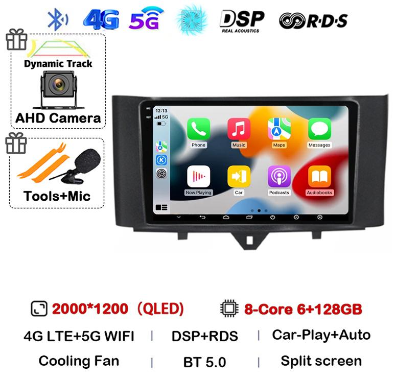 Android 14 Carplay Car Radio For Mercedes Benz Smart Fortwo 2006 -2011 2012 2013 2014 2015 Multimedia Video Player GPS Stereo 4G