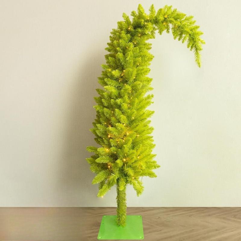 Artificial Christmas Tree PVC Material Crooked Neck Santa Hat Shape Christmas Tree 90cm/150cm Christmas Family Party Decorations