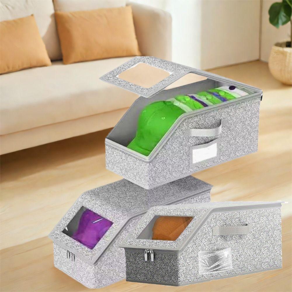 

Non-woven Fabric Baseball Cap Storage Box Transparent Lid Wardrobe Storage Boxes Closet сірий