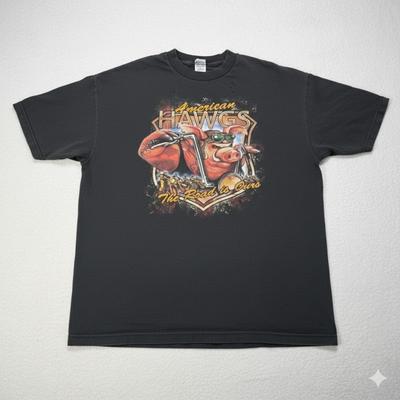 Extra Large VTG 2009 American Hawgs Biker T Shirt Black Motorcycle Graphic Tee Unisex T-Shirt