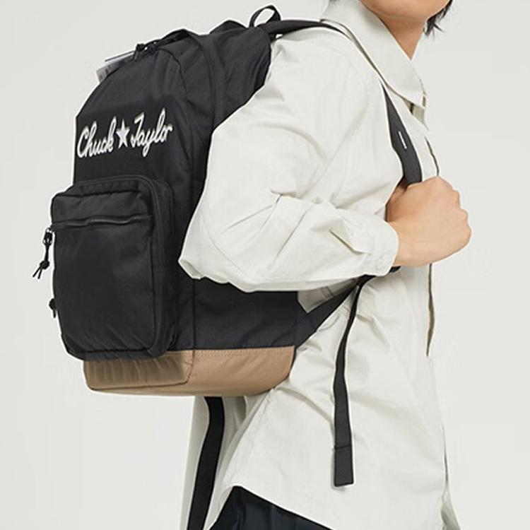 New Converse Polyester Backpack Regular Unisex Black Brown 10023805-A01