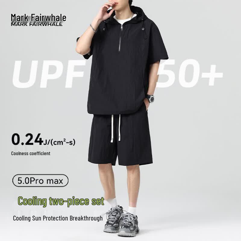 MARK FAIRWHALE Men s Anti-UV Ice Silk Short Sleeve & Shorts Set 3XL