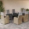 VidaXL 7-Piece Garden Dining Set with Cushions, Table and Chairs with Adjustable Backrest and Footrest, Furniture 3212589