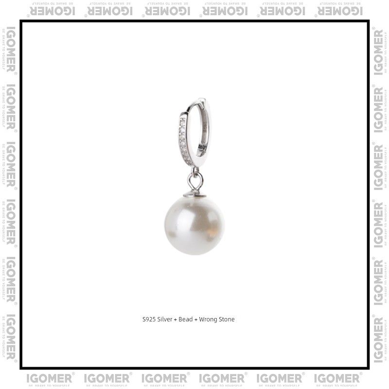 INS Hip Hop 925 Sterling Silver Diamond Inlaid Men s and Women s Pearl Earrings 925 Sterling Silver Pearl Earrings Single