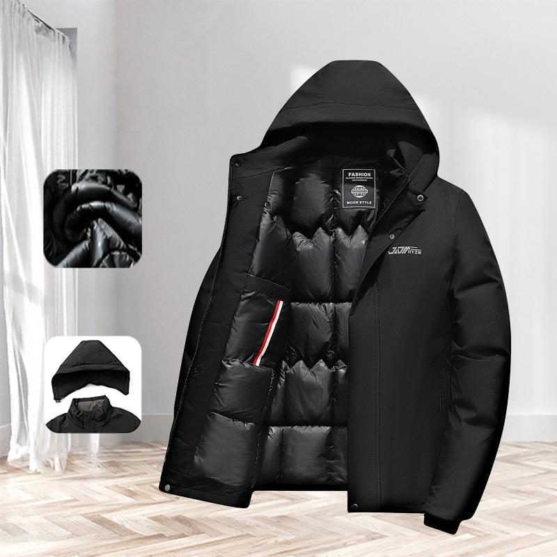 Men's New Cotton and Thickened Removable Hooded Autumn and Winter Warm Jacket