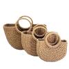 Hand Woven Straw Woven Handbag Large Tote Hollow Out Beach Bag Boho Half-Moon Crossbody Shoulder Hand Woven Bag Summer Season