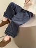 Herbst 2025 Karierte Spitzenhose mit geradem Bein für Mädchen – Stilvolle und vielseitige Freizeitkleidung