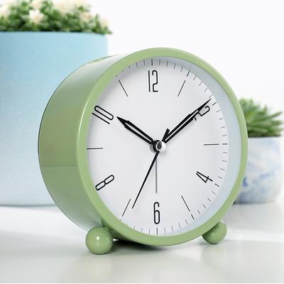 Metal Alarm Clock Simple Creative Student Desktop Clock Children's Bedroom Night Light Mute Seat Clock Wake Up Artifact Alarm Clock