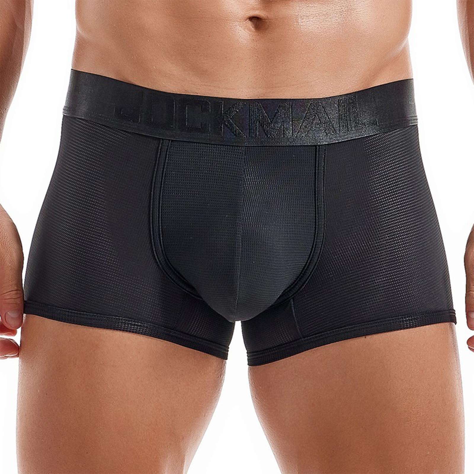 Men s Ice Silk Underwear Sexy Underwear Shorts Underpants Letter Pouch Soft Briefs Panties L чёрный