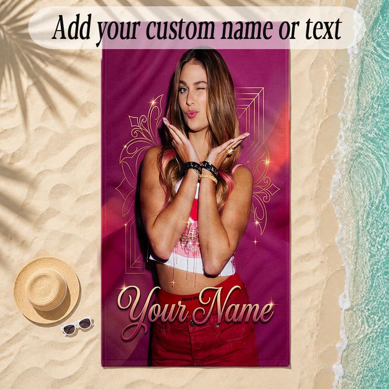 Beach TowelRoxy Dekker Custom Name Text Personalized Soft Towel for Beach Pool Indoor Home Decor Gift