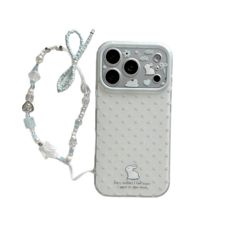 Etui na telefon z łańcuszkiem i króliczkiem w kropki dla iPhone 17 Pro Max/16/15/14