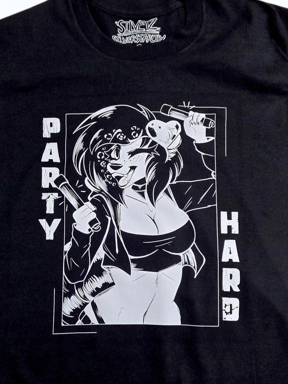 

Party Hard - Y2K Furry Rave Puppy Girl Black T-shirt XL