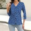 Women's Fashion Casual Print Button-down Shirt 3/4 Long Sleeve Tops