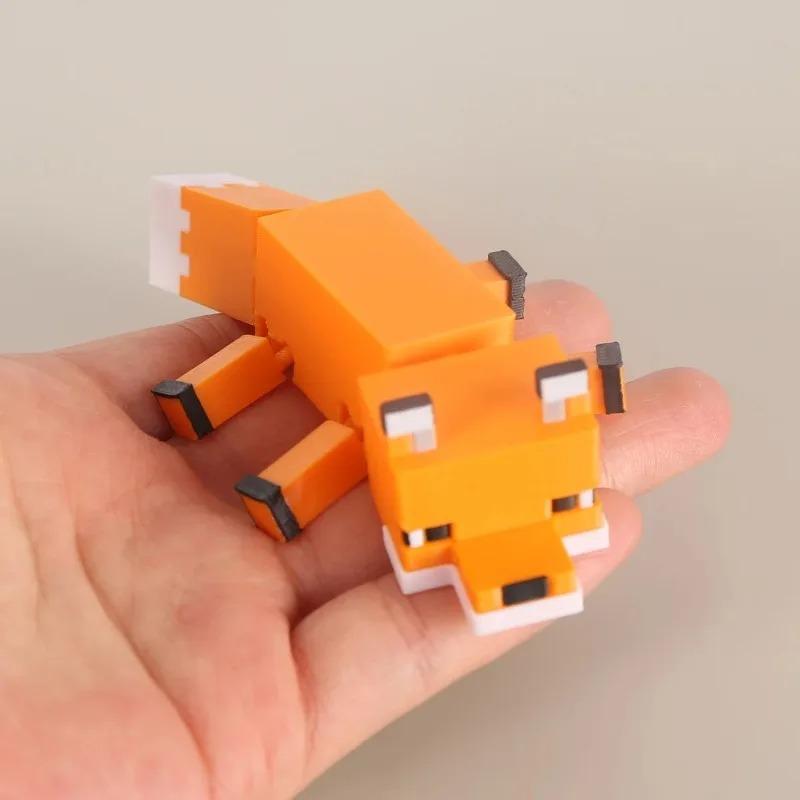 3D Printed Charming Fox Chicken Toys Movable Model Crafts Ornaments Home Desktop Decoration Figurines Statue Gifts