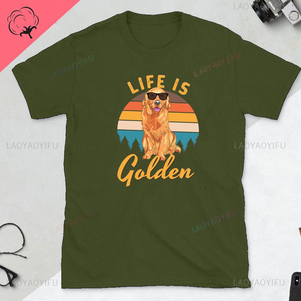 Golden Retriever Gift Tshirt Life Is Golden Dog Man Gift Dog Dad TShirt Fathers Day Gift for Golden Retriever Lovers Tops