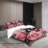 Rose And Butterfly Printed Bedding Set Pink Floral And Insect Pattern With Duvet Cover &  Pillowcases For Bedroom Decor