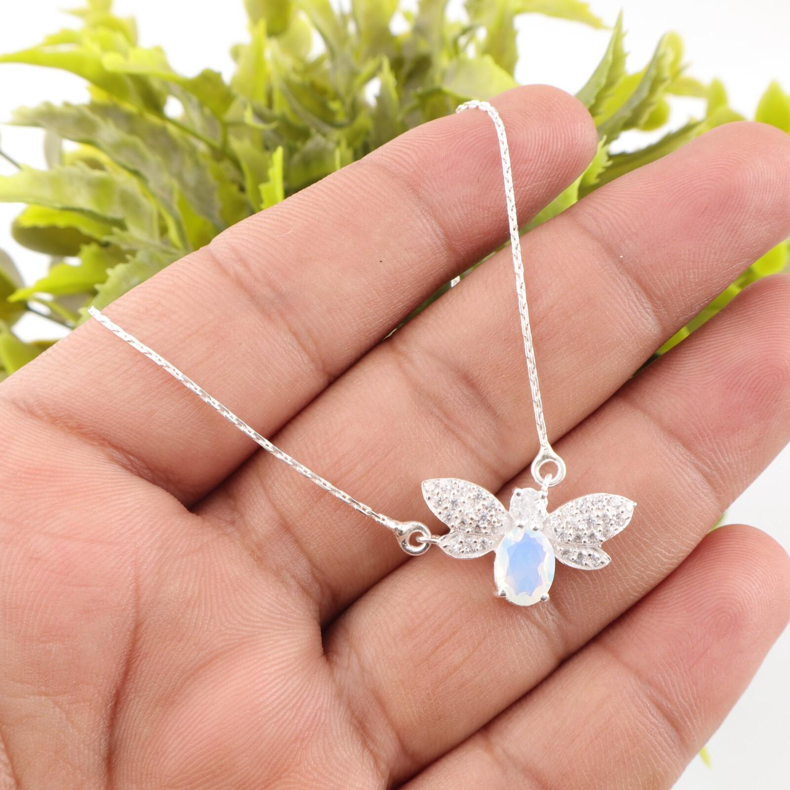 

Milky Opal Gemstone 925 Sterling Silver Jewelry For Women Zircon Pendant 0.50 CZP-12-14