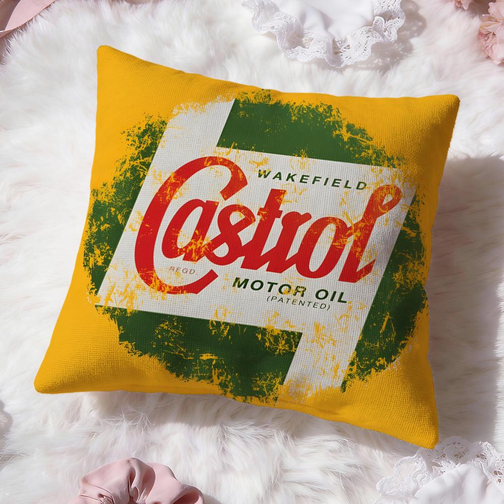 Logo C-Castrol Cushion Cover Premium Comfort Reversible Pillow Cove -Two in One Design for Any Room & Car Interior