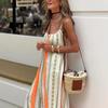 IHUASU Summer Bohemian Print Halter Loose Dress Women