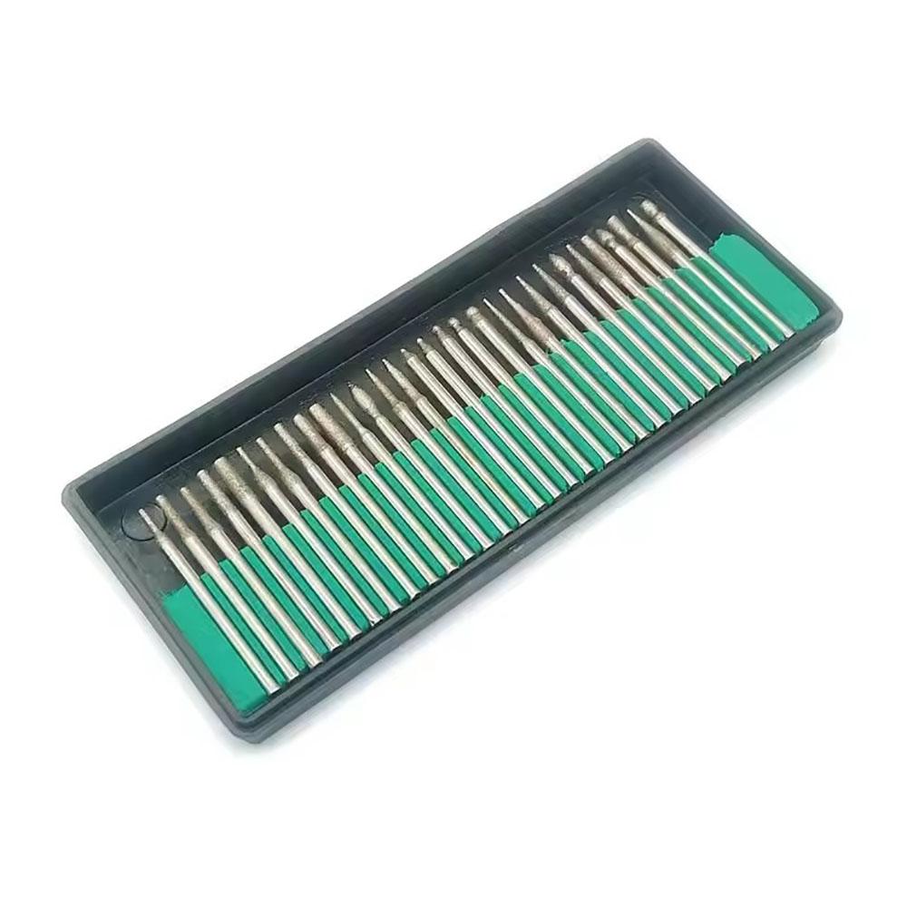 30Pcs 3/2.35mm Shank Diamond Burs Set Diamond Grinding Needles Hand Tools for Engraving Glass Ceramic Polishing Sanding