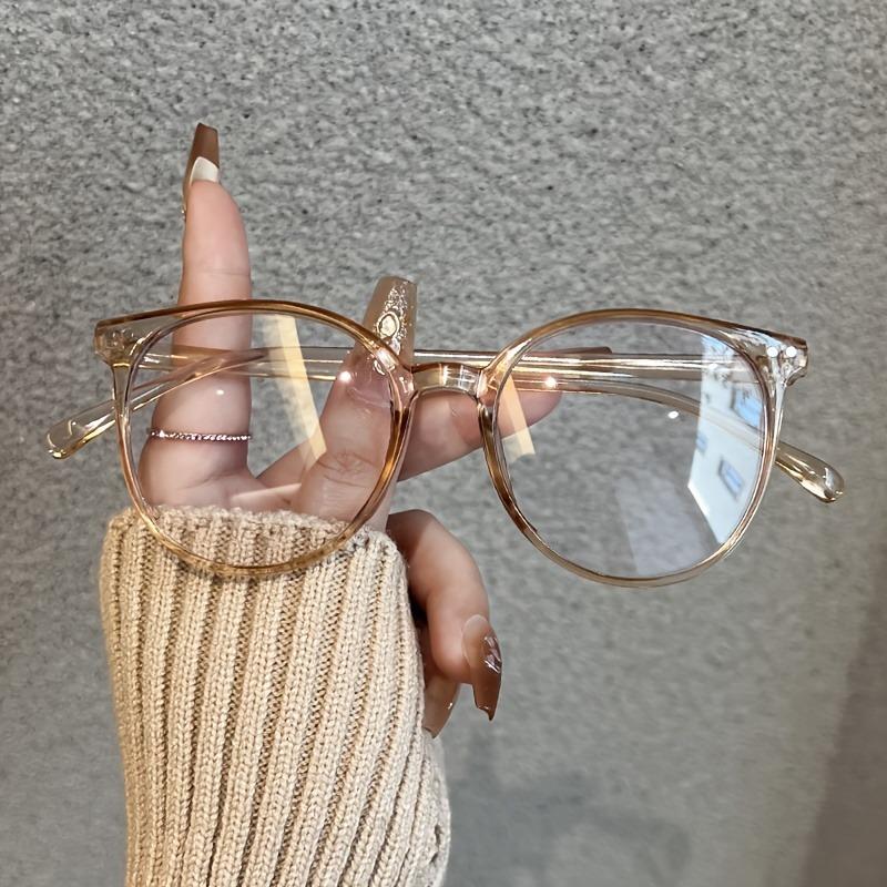 Vintage Oval Full Rim Non-Prescription Glasses Anti-Blue Light Clear Lens Fashionable Unisex Eyewear