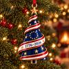 Winter Holiday Home Decor Patriotic Christmas Tree Ornaments, Acrylic Pendant for Independence Day, Decorative Pendants Indoor Outdoor Hanging Living