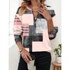 Women's Elegant Printed Zipper Long-sleeved Top, Stylish and Versatile for Autumn and Winter Casual and Office Wear, Machine Washable