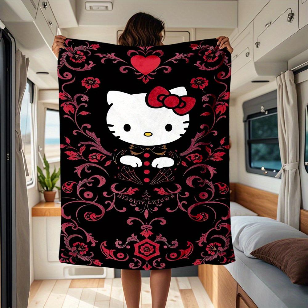 

1pc HelloKittyGothic RV Blanket, Digital Printed Flannel Blanket, Multi-Purpose Four Seasons Hypoallergenic Quilt for Sofa, Bed, Office, Pic 130x150cm