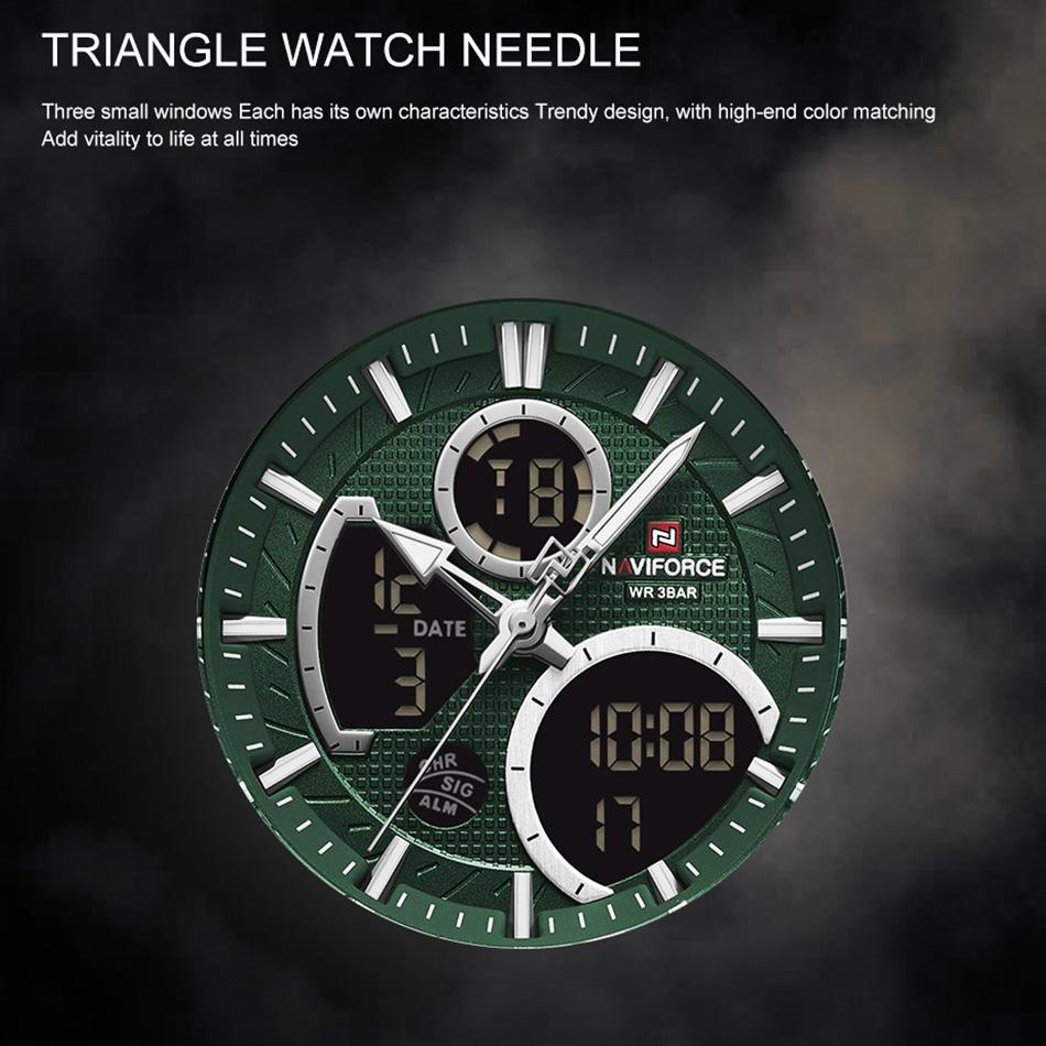 Naviforce Luxus-Mode-Herren-Armbanduhr, multifunktional, Dual-Display, Edelstahl, Quarzuhren