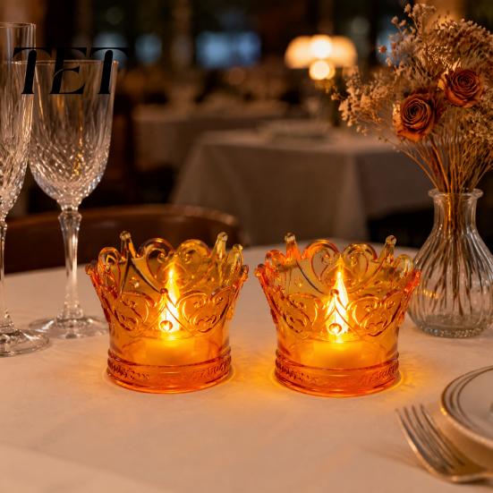 Jewelry Storage Box Crown LED Tea Light, Flameless Faux Crystal Candle Night Birthday Party Supplies Romantic Wedding Decor, Creative Gift for