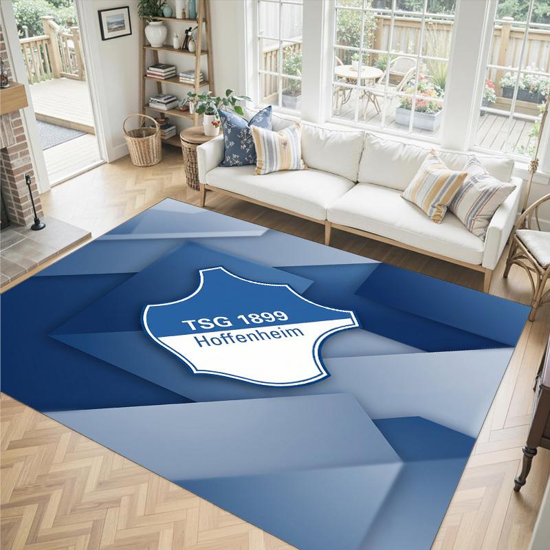 TSG Hoffenheim FC Design Kristall Samt Teppich Gemütlich Nicht?Rutschfester Teppich mit Aufdruck für Schlafzimmer Wohnzimmer Eingang