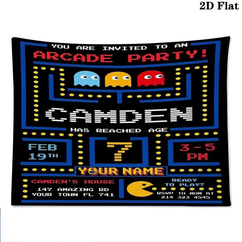 Pac-Man Custom Name Wall Tapestry Aesthetic Wall Hanging Printed Fabric Blanket Decorative Tapestries for Bedroom Living Room Home Decor