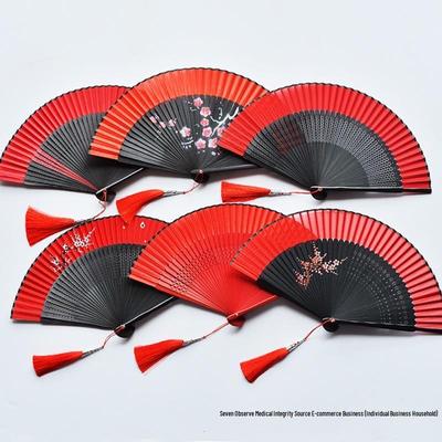 Red Dancing Fan: Classical Chinese Style Folding Fan, Easy-Open Hanfu Accessory