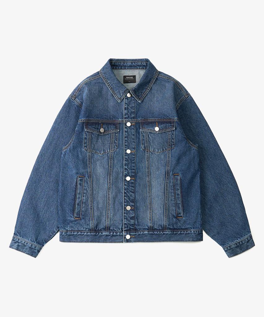 Toffee Washed Denim Trucker Jacket (Mid Blue)
