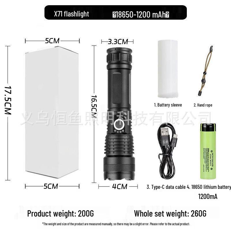 XHP90 Explosion-Proof Rechargeable LED Flashlight: Super Bright, Waterproof, Telescopic Zoom, Aluminum Alloy, Handheld Light for Outdoor Use.