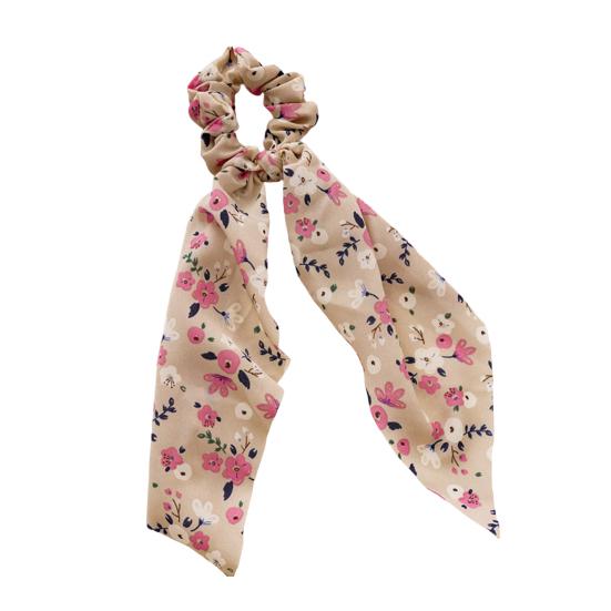 Women Hair Band Floral Printing High Elasticity Long Ribbon Hair Tie Ponytail Bun Half-Tied Hairstyles Chiffon Fabric Hair Accessory