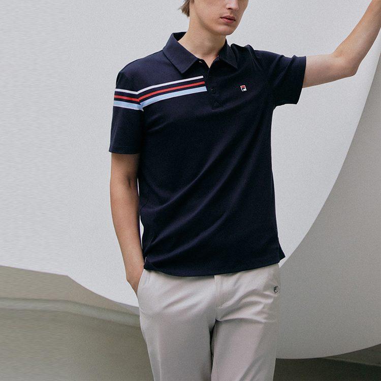 FILA Polo Shirts Men's Blue Polo Collar Moderate Straight Fit F11M121114F-NV