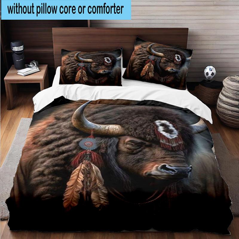 Cow In Flower Field 3pcs Bedding,Including 1pc Duvet Cover And 2pcs Pillowcases Perfect for Christmas,Ideal for Bedroom, Dormitory