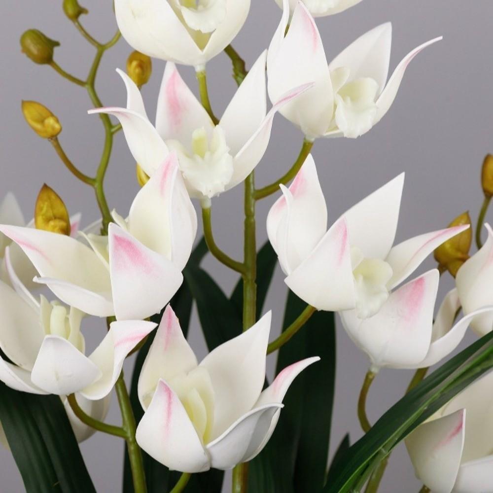 with Leaves Fake Cymbidium Flowers Artificial Cymbidium Faux Flowers  Outdoor Garden Decor