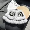 Rex rabbit hair knitted plush hat female autumn and winter furry tiger head lion show face small man
